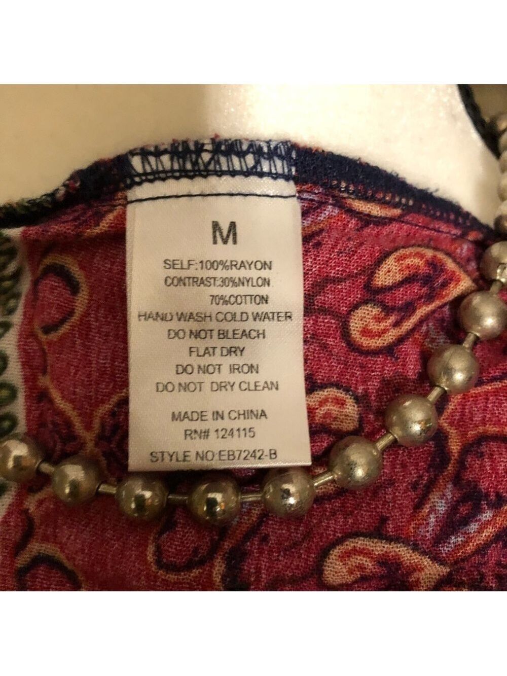 Boho Lacey Summer (M) Top Red, blues & yellow - Picture 6 of 6